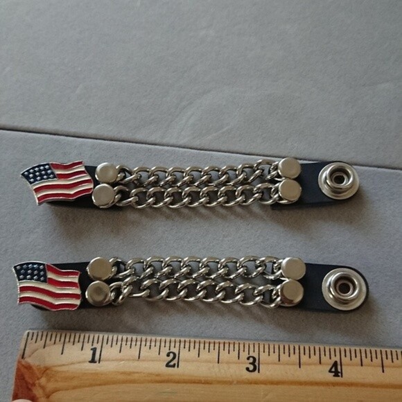 U.S.A Flag Motorcycle Vest Extender in Black - Picture 4 of 8